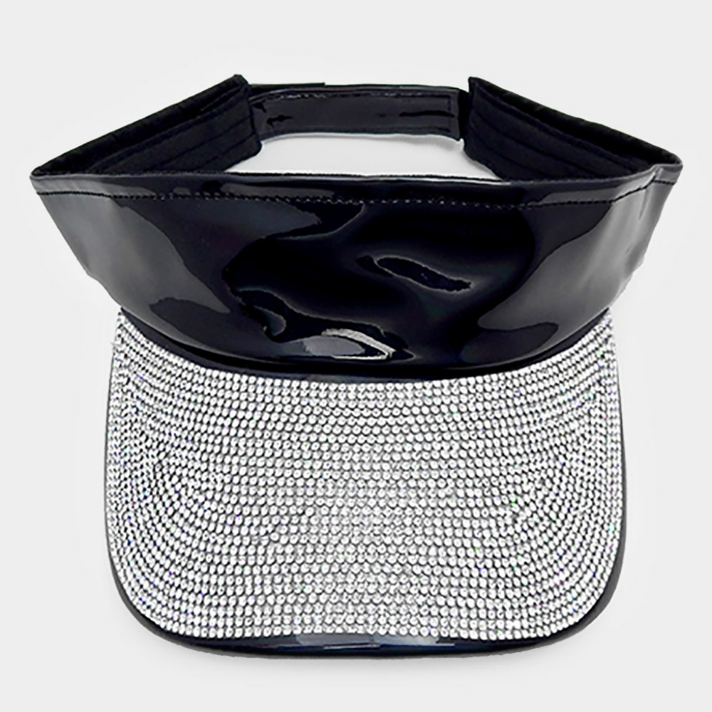 Black Hologram Rhinestone Embellished Visor - Picture 1 of 1